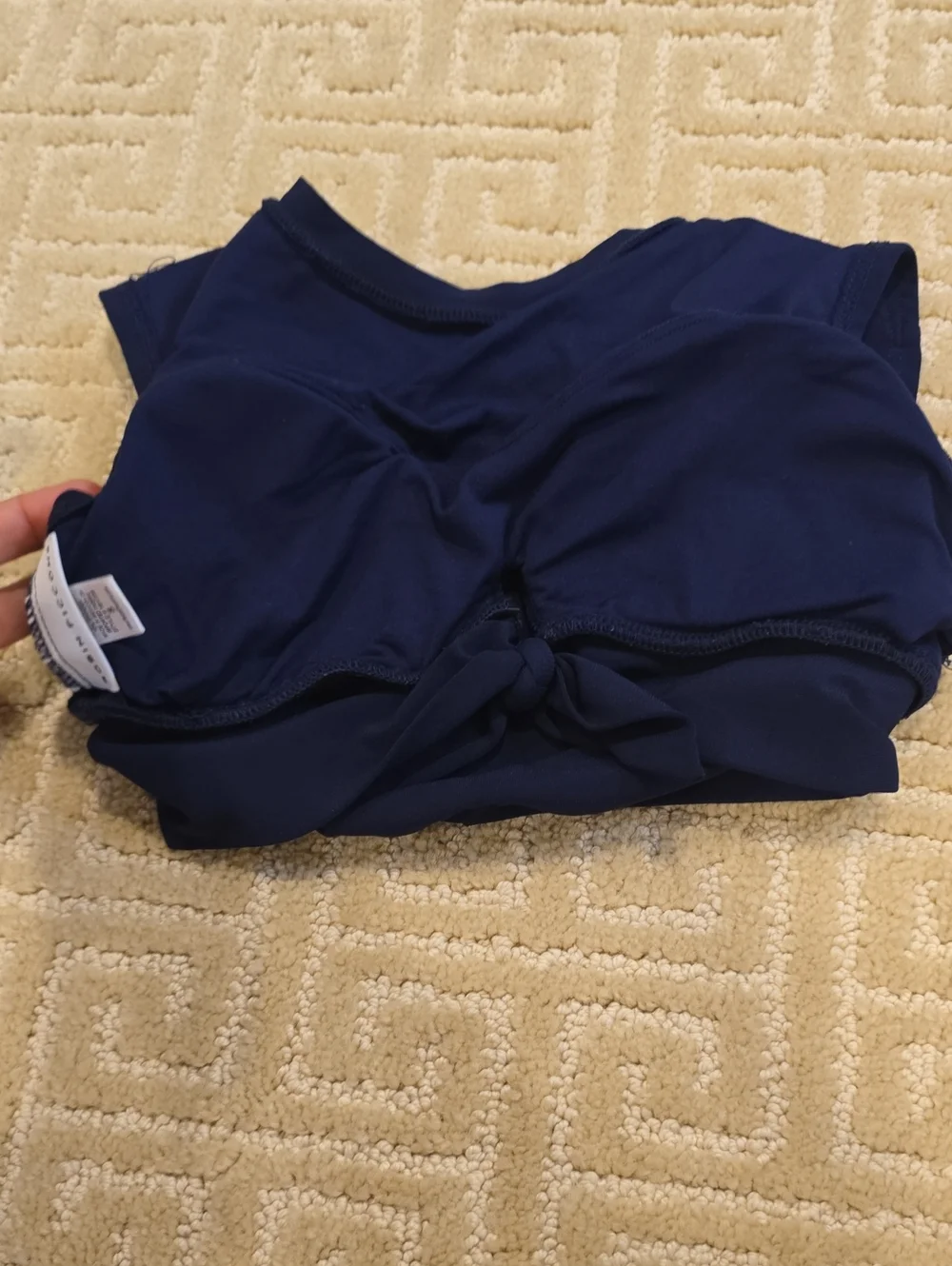 Robin Piccone Navy Tie-Front Swim Crop Top, Size S